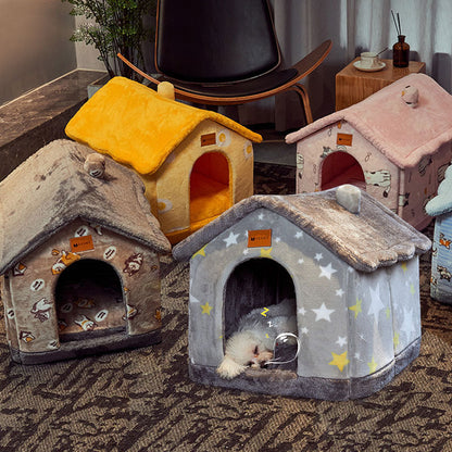 Foldable Warm Pet House – Dog & Cat Bed