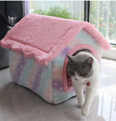 Foldable Warm Pet House – Dog & Cat Bed