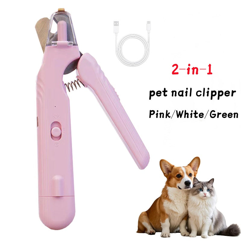 2 In 1 Pet Nail Clippers With Led Light Dog Cat Special Blood Line Scissors